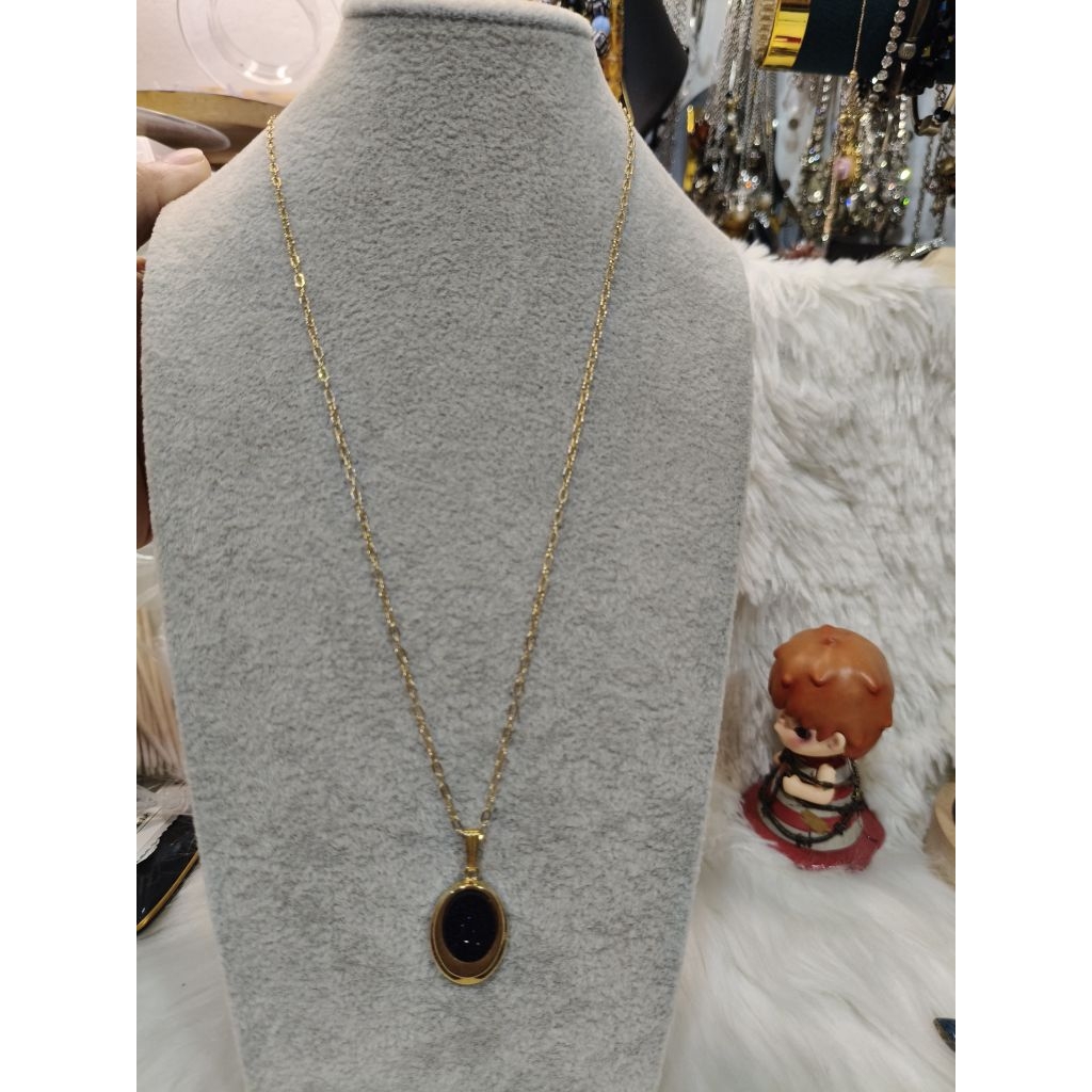 สร้อยคอจี้ Blue Goldstone งานตอก18KGF ประกายระยิบระยับดั่งดวงดาวในจักรวาล  งานตู้ญี่ปุ่นมือสอง