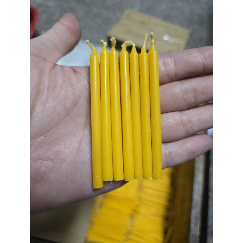 เทียนเปลือย เบอร์ 7 เหลือง 1กิโลกรัม เทียนคาถา เทียนทำดอกไม้จันทน์