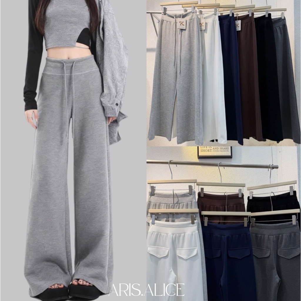 กางเกงวอร์มเอวสูงขายาวทรงกระบอก TAG : Keltis ดีเทลเชือกรูดช่วงเอว ด้านหลังกระเป๋าแต่ง ผ้านิ่มใส่สบาย