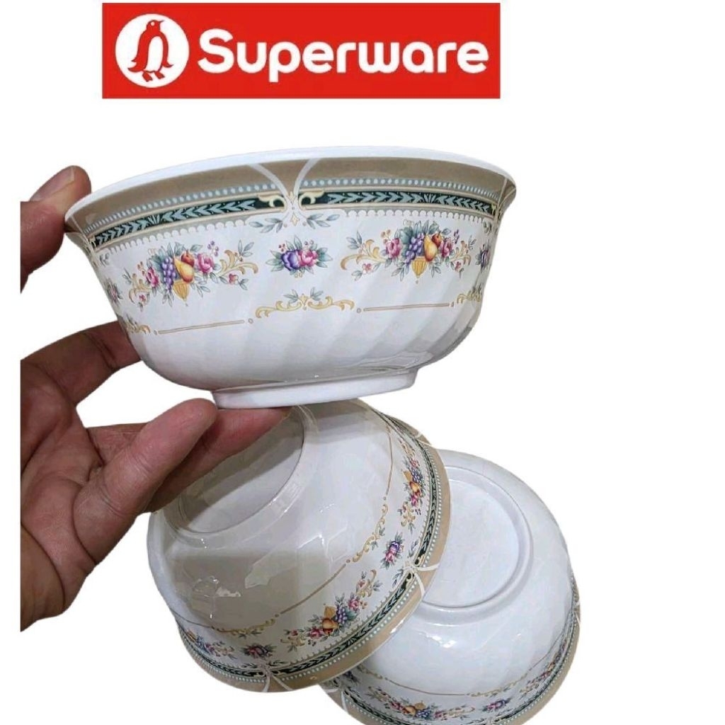 ชุดชามโคม 6 นิ้ว 3ใบ ลายการ์เด้นฮิลล์ Supperware ซุปเปอร์แวร์ ตรานกเพนกวิน