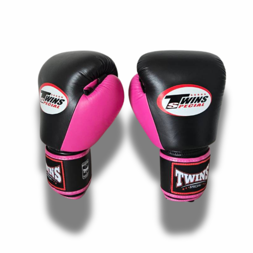 Twins Special BGVL3 Velcro Boxing Gloves - Black Pink