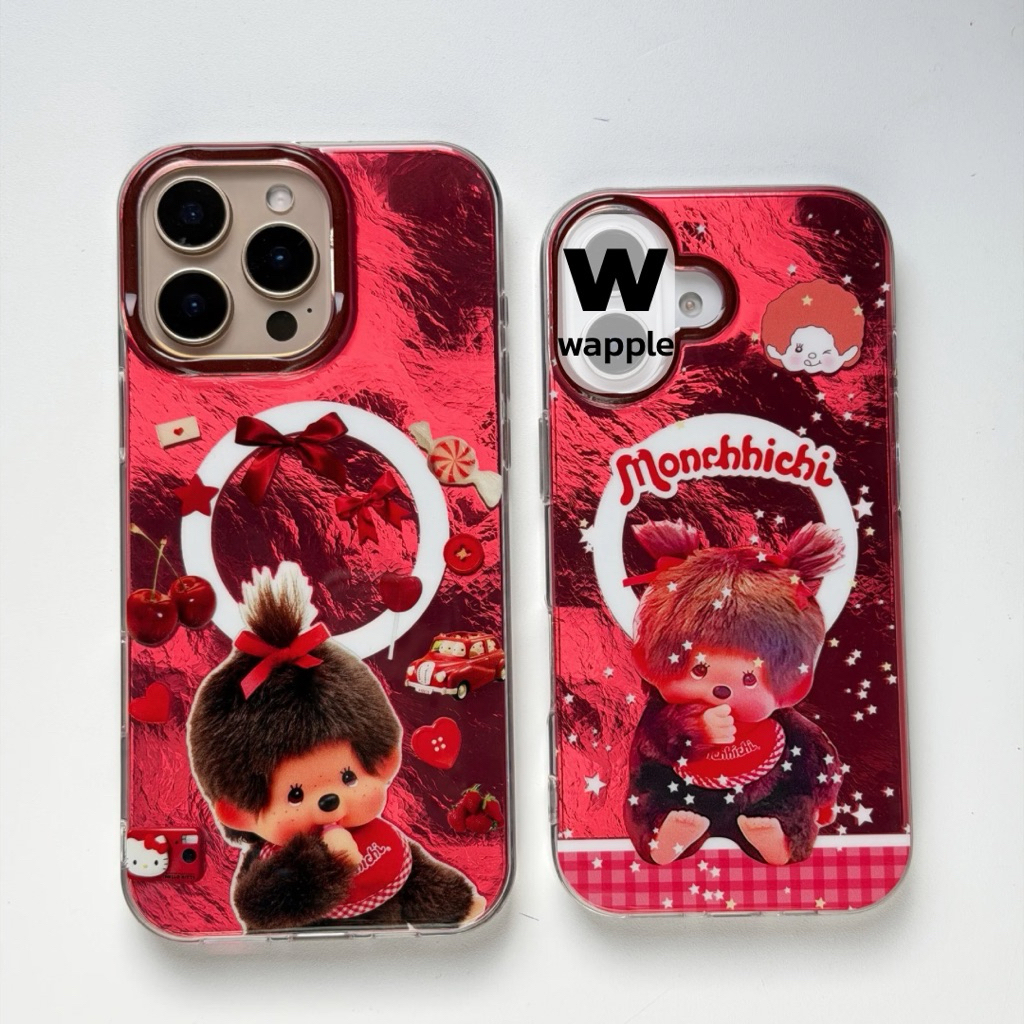 wapple-Magnetic MOOPHE เคสโฮโลแกรม [แบบแม่เหล็ก] ลายการ์ตูนม่อนชิชิ สำหรับรุ่นiPhone11-17ProMax