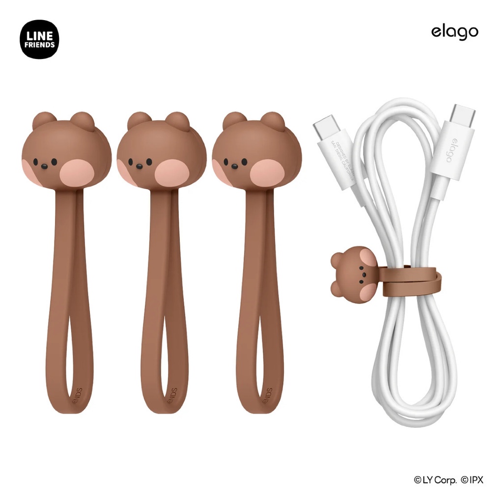 elago LINE FRIENDS | Line Magnet Cable Tie [7 Styles] สายรัดแม่เหล็ก ช่วยจัดระเบียบสายชาร์จ
