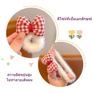 ยางรัดผมสีแดง ยืดหยุ่นสูง ประดับด้วยโบว์ เหมาะอย่างยิ่งสำหรับการรวบผมหางม้าสูง ให้บรรยากาศเทศกาลตรุษจีน