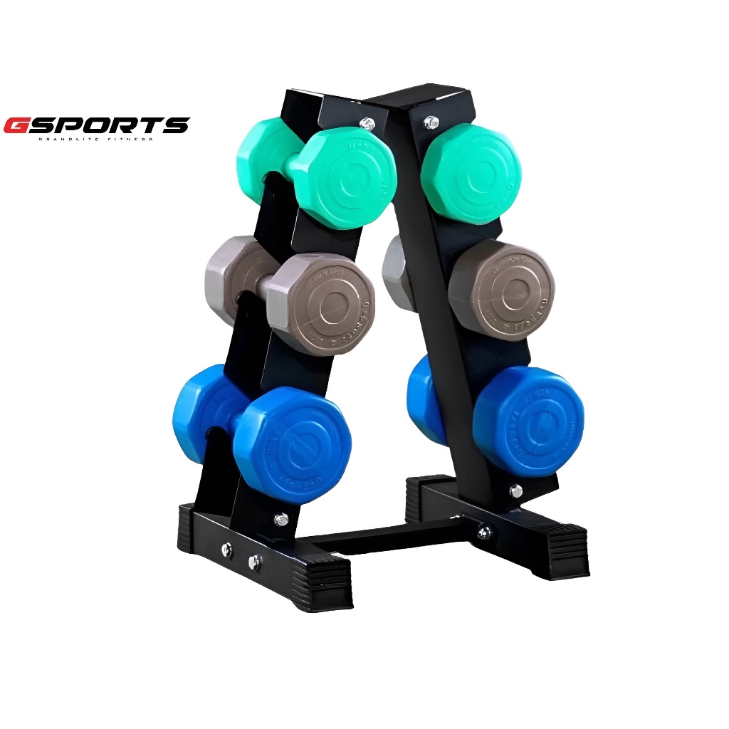 GSports ชุดดัมเบลพร้อมชั้นวาง 24 kg   3 4 5 kg 3 คู่ แบบสี Dumbbell Set with 3-Pair A-Shaped Rack