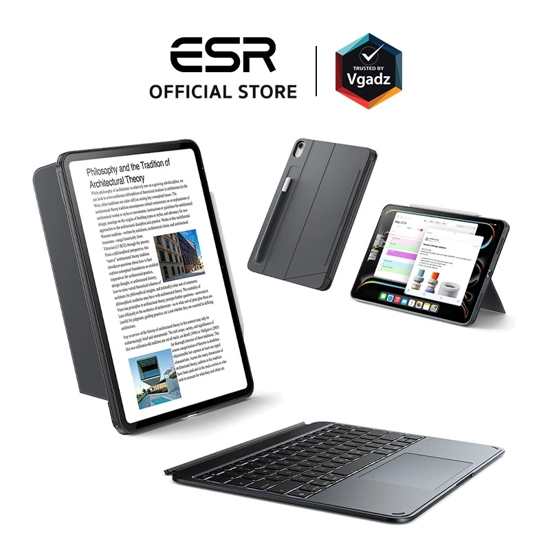 ESR เคสสำหรับ iPad Air 11" Gen 4th-8th, 13" (M3/M2), Pro 11" /13" (M5/M4) รุ่น Shift Keyboard Case (Detachable)