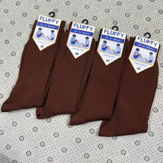 ถุงเท้า เด็กนักเรียน ข้อยาว สีขาว/น้ำตาล แพ็คละ 12คู่