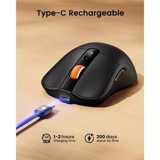 ProtoArc EM15 เมาส์ไร้สาย ออกแบบตามหลักสรีรศาสตร์ ใช้งานสบาย ชาร์จได้ บลูทูธ USB-A/Type-C 3 โหมด สีดำ รับประกัน 2 ปี