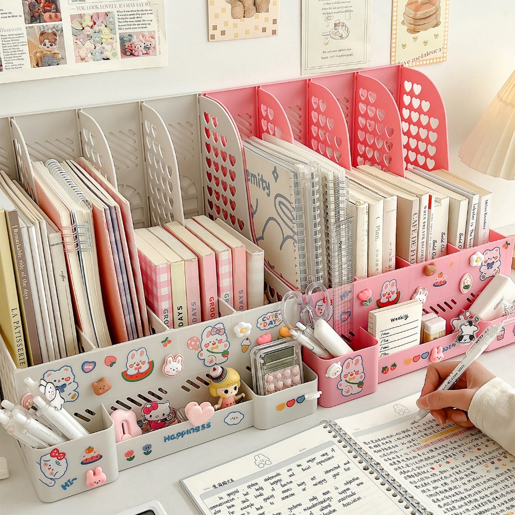 Living Pace ชั้นวางเอกสาร 4 ช่อง ขนาด A4 พลาสติกทนทาน สำหรับจัดเก็บหนังสือและสมุด