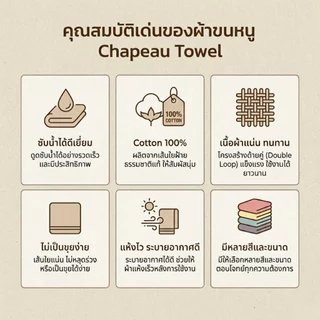 ผ้าขนหนูสีขาว Cotton 100% ทอด้ายคู่ ซับน้ำดีเยี่ยม เนื้อแน่น ไม่เป็นขุย มีให้เลือกหลายขนาด