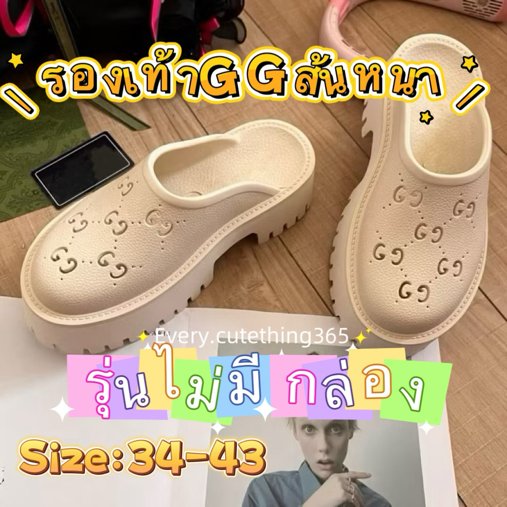 ⭐️รองเท้าจีจีส้นหนาpreorder ไม่มีกล่อง รองเท้าอย่างเดียว✅รีวิวแน่น ✅แนะนำลด1ไซส์(เท้ากว้างไม่ลดไซส์)