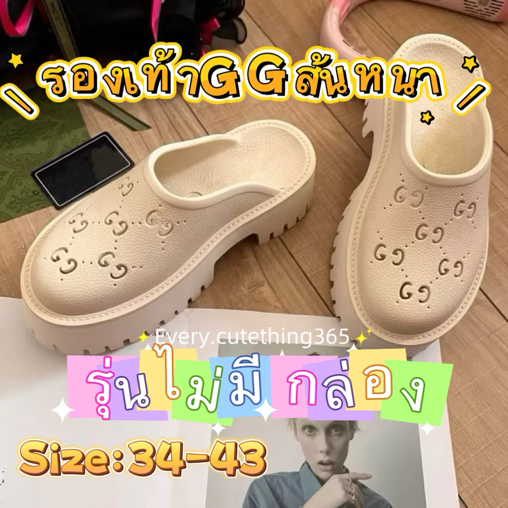 ⭐️รองเท้าจีจีส้นหนาpreorder ไม่มีกล่อง รองเท้าอย่างเดียว✅รีวิวแน่น ✅แนะนำลด1ไซส์(เท้ากว้างไม่ลดไซส์)