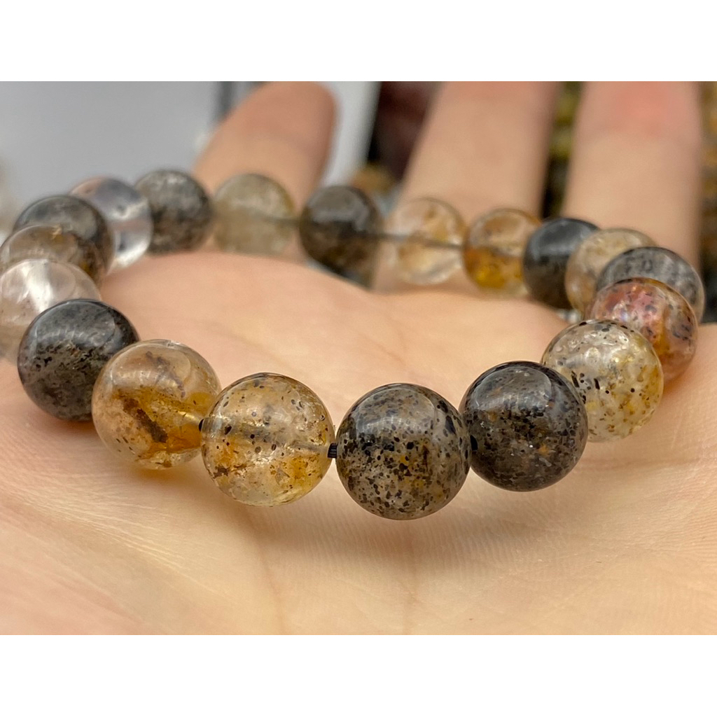 beautiful natural black strawberry quartz beads bracelet  10mm