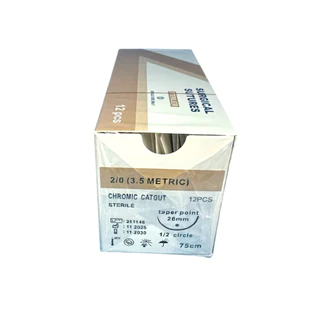 Suture ไหมเย็บแผล Chromic catgut เข็มติด ละลาย (12เส้น/กล่อง)