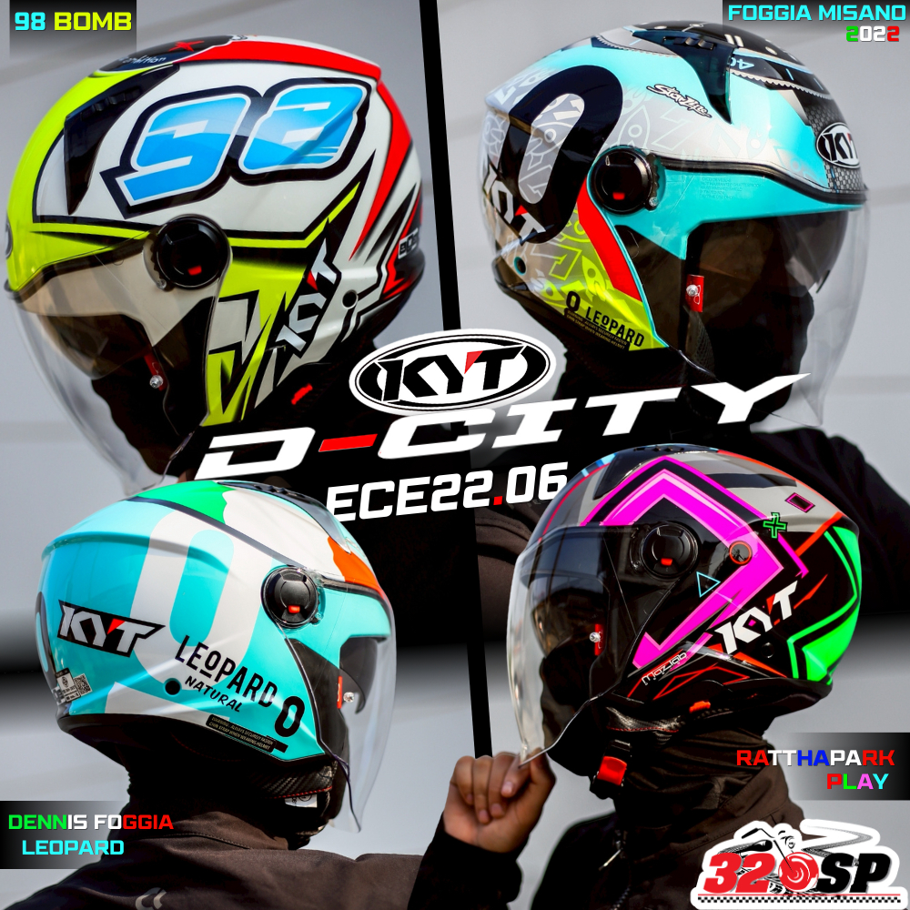 รุ่นใหม่ล่าสุด!! หมวกกันน็อคครึ่งใบ KYT D-CITY ลายใหม่ล่าสุด ส่งไว!! 320SP