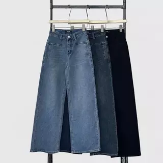 Atipashop - Poise Straight Jeans (#AA6007) กางเกงยีนส์ขายาวผ้ายืด ทรงกระบอกกลาง