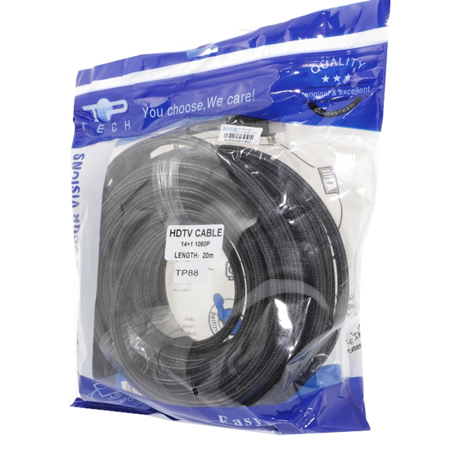 Cable HDMI (V.1.4) M/M ( 3M,  5M, 10M,  15M, 20M ) TOP TECH TP88 สายถัก Cable HDMI สายส่งสัญญาณ