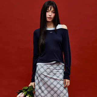 [Trendyลด25%] CHUUCHOP - (S-XL) Yujin Long Sleeve Top เสื้อแขนยาวทูโทน 2 เลเยอร์ ใส่สบาย ยืดได้เยอะ (C8479)