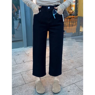 Beautified กางเกงยีนส์ยืดหยุ่น 9 ส่วน มี 2 สี สวมใส่สบาย เอวสูงช่วยให้ดูเพรียว#Jeans