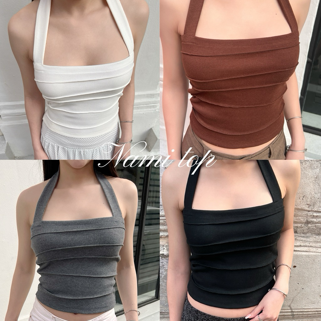 ( Nami Top) เสื้อคล้องคอผ้ายืด แบรนด์peachmilk ดีไซน์เรียบหรู สำหรับทุกโอกาส