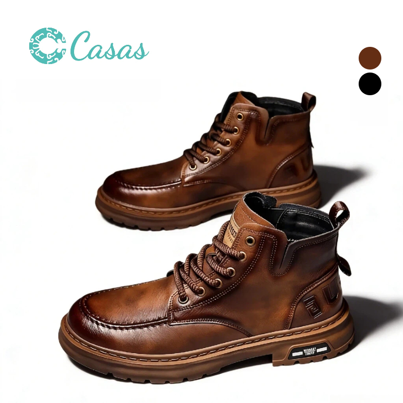 รองเท้าบูทมาร์ตินหนังสำหรับผู้ชายสไตล์เรโทร รุ่นใหม่ กันลื่นและทนทาน มีให้เลือกสองสี