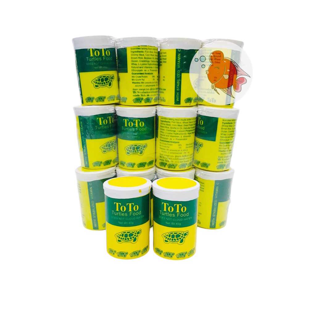 (ยกโหล 12กระปุก) อาหารเต่า โตโต้ ToTo อาหารเต่าคุณภาพ อุดมด้วยวิตามิน แร่ธาตุหลากหลายชนิด เพื่อให้เต่าแข็งแรง สุขภาพดี