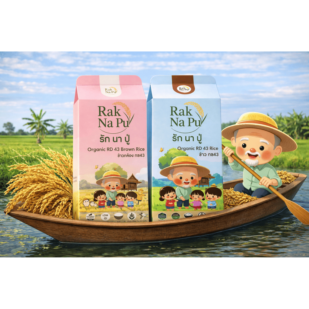 เซตรักนาปู่ ข้าวออร์แกนิก กข43 (ข้าวขาว + ข้าวกล้อง) 2 แพ็ค | Rak Na Pu Organic RD43 Rice Set