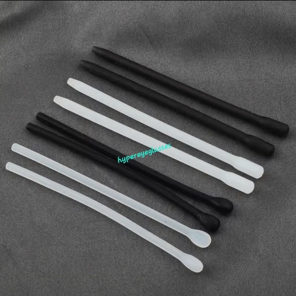 Temple tips eyeglasse ปลอกซิลิโคนปลายขาแว่นตา ยางปลายขาแบบตุ้มยาว-กลม  มี 2สี ให้เลือก สีดำ-สีขาวขุ่น