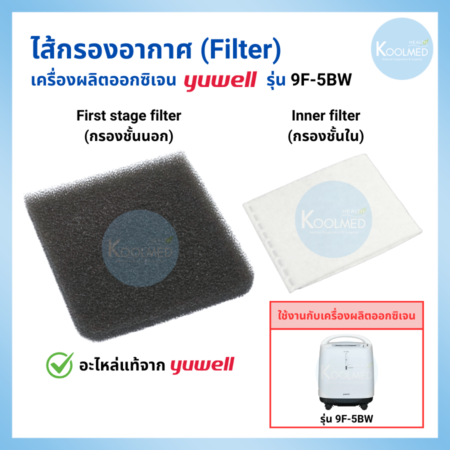🔥พร้อมส่ง🔥ไส้กรองอากาศ (Filter) สำหรับเครื่องผลิตออกซิเจน YUWELL รุ่น 9F-5BW 1 ชิ้น