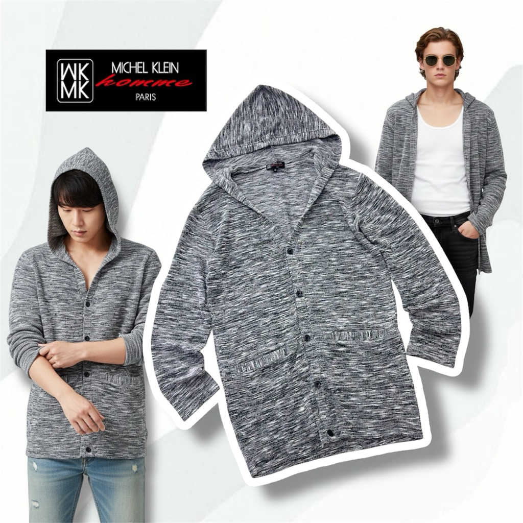 M.K HOMME MICHEL KLEIN HOMME PARIS Hoodie cardigan-gray