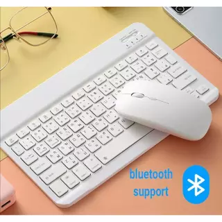 แป้นพิมพ์เม้าส์บลูทูธ เมาส์ไร้สาย แป้นพิมภาษาไทย คีย์บอร์ดBluetooth เชื่อมง่ายใช้สำหรับคอม iPad แท็บเล็ต มือถือ ชาร์จUSB