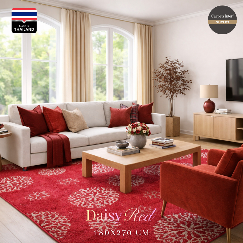 Carpets Inter, Carpet Model Daisy-Red, Livingroom Rug, Red Carpet, Carpet, Home Decoration Carpet, L