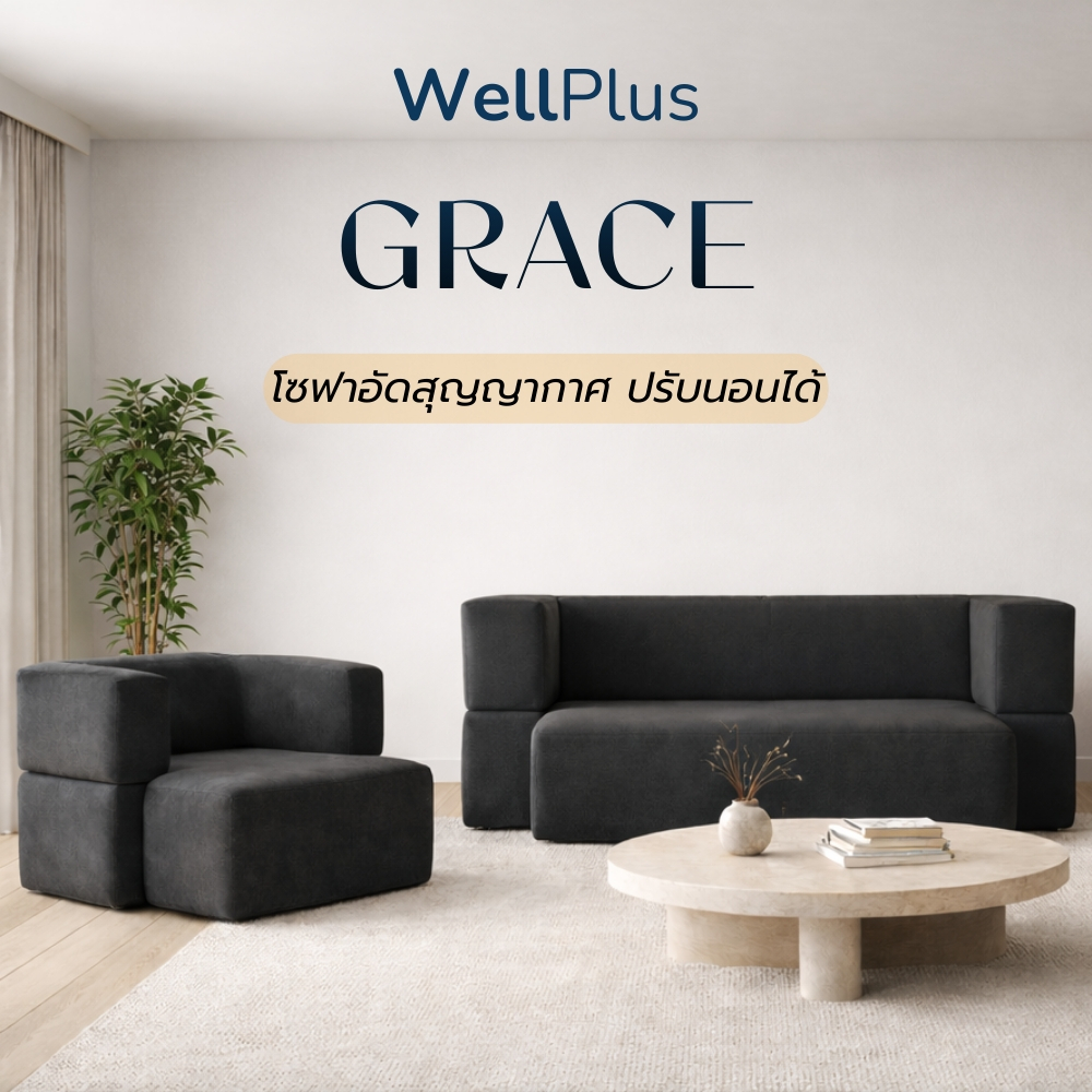 WellPlus โซฟาเบดพับเก็บได้ รุ่น GRACE (อัดสูญญากาศ) ดีไซน์ มินิมอลหรูหรา เข้าได้กับทุกสไตล์การแต่งบ้าน