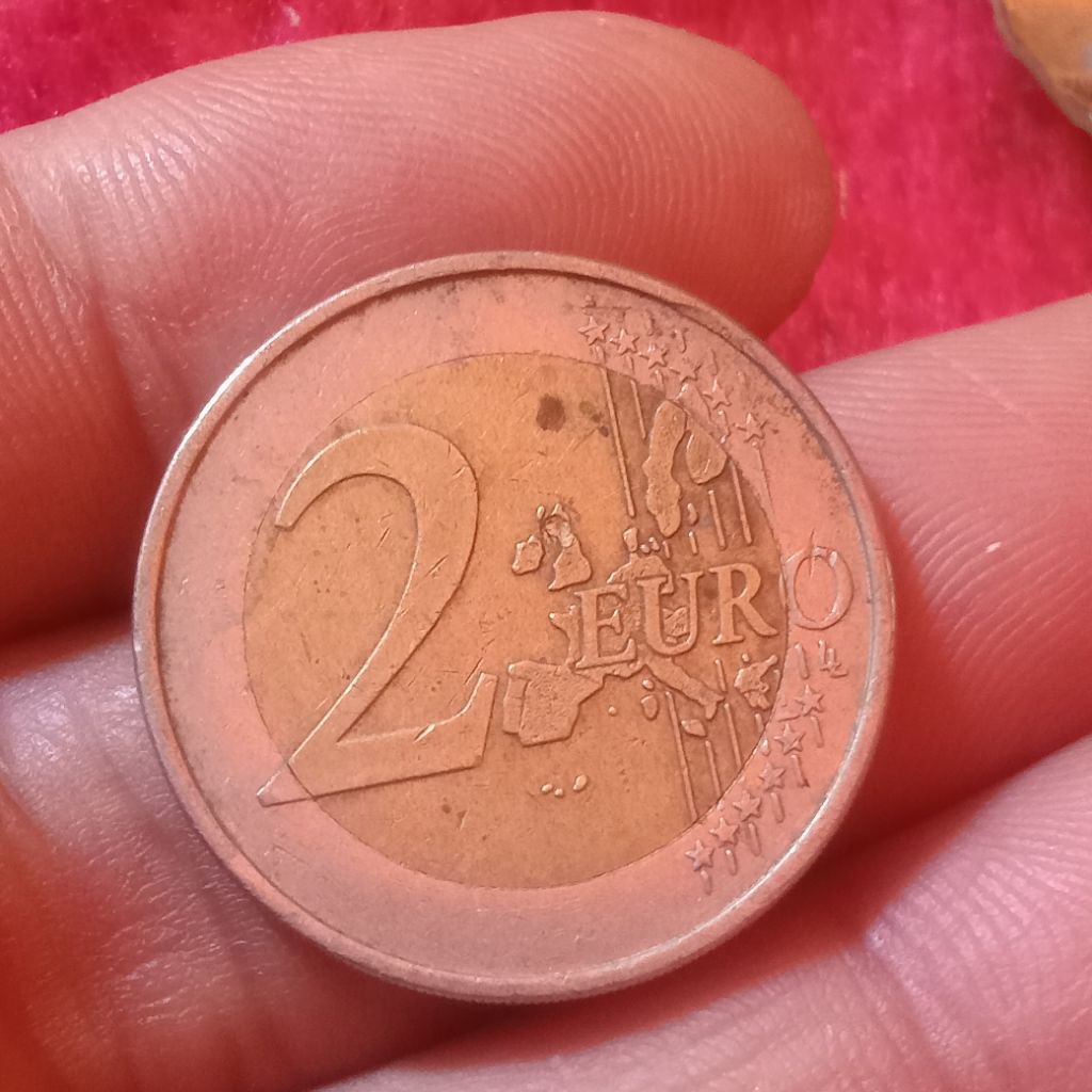 เหรียญ 2 ยูโร ประเทศกรีซ ปี 2002 หายากมาก / เหรียญหมุนเวียน / มีตัวอักษร S อยู่ในรูปดาว