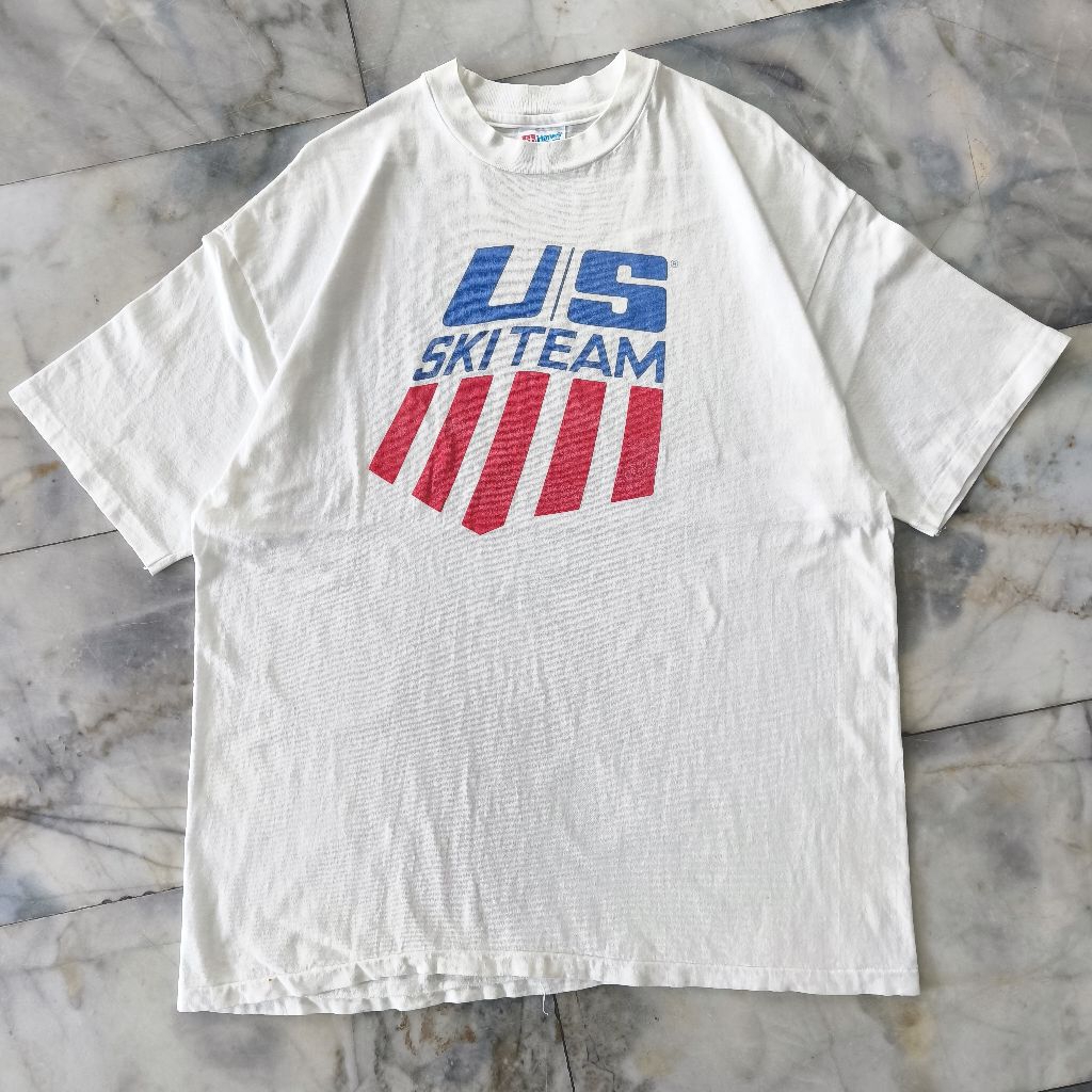 เสื้อยืด Vintage 90s US United States Olympic Ski Team T-Shirt Size 23X30