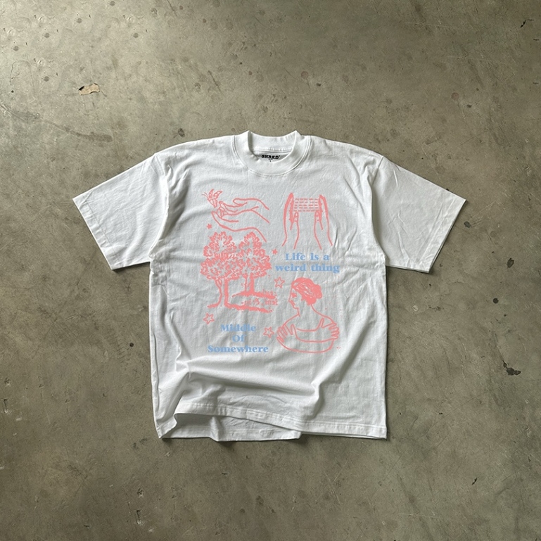 Ancient Lover - BLACK & WHITE TEE - COTTON100% - เสื้อยืดทรงโอเวอร์ไซส์ ทรงสั้น