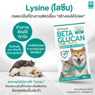 BETAPET Beta-Glucan อาหารเสริมสุนัขและแมว เสริมภูมิคุ้มกัน สูตรใหม่ Lysine + Taurine งานวิจัย สวทช.