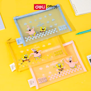 (Deli X Spongebob) ซองซิปตาข่าย Deli รุ่น EH983 ขนาด A4/A5 (3สี/จำหน่าย 1 ชิ้น)