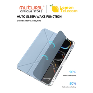 Mutural รุ่น Clear Pro Series เคส iPad Air4/5/6/7 iPad Pro iPad Gen10/11 เคสไอแพดกันกระแทกกันรอยพับจีบหลังใสสีพลาสเทล