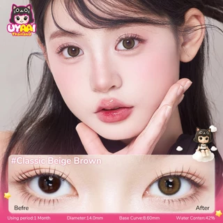 คอนเทคเลนส์ [0.00~-6.00] UYAAI Classic series คอนแทคเลนส์สี 14.0mm Nude Brown คอนแทคเลนส์รายเดือน จัดส่งฟรี