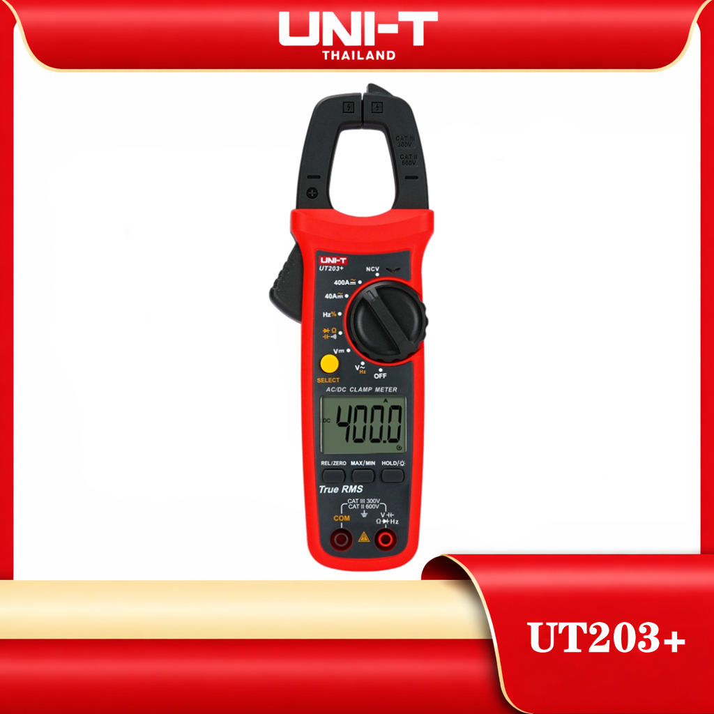 UNI-T UT203+ AC/DC 400A digital clamp meter TRUE RMS วัดค่า คาปาซิเตอร์ Hz มิเตอร์วัดไฟดิจิตอล