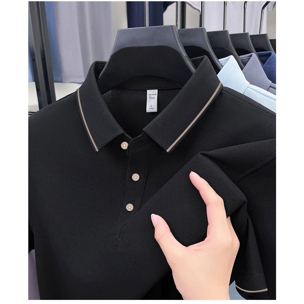 DIVPOLO2321-Y63เสื้อโปโลผู้ชาย สไตล์สปอร์ต แขนสั้น ผ้าฝ้ายแท้ ใส่สบาย เสื้อโปโล Unisex ผู้ชาย ผู้หญิง สีพื้นสไตล์มินิมอล