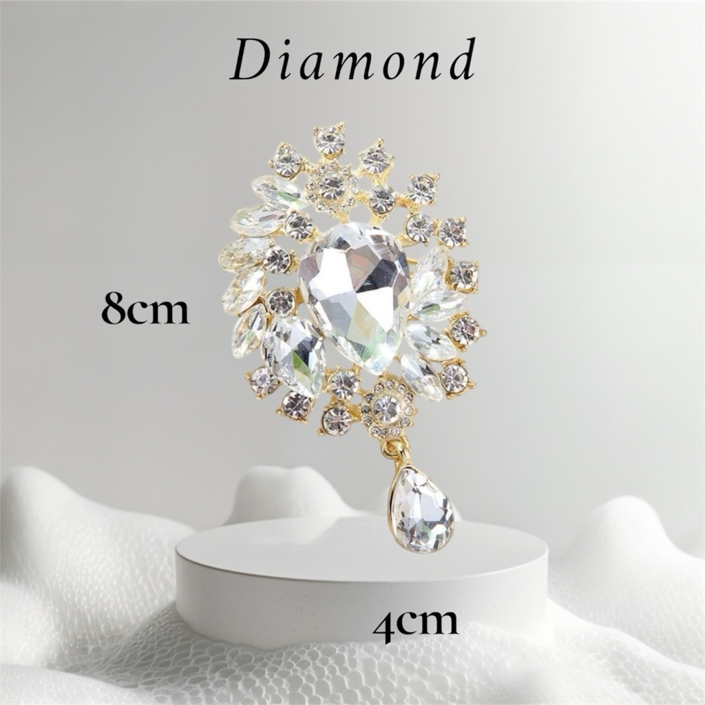 เข็มกลัดเพชรคริสตัลหรู Luxury Crystal Brooch งานพรีเมียม ออกงาน ชุดไทย ชุดราตรี ราคา ถูกที่สุด ดีลบีเคเค แกลเลอรีภาพที่ 3