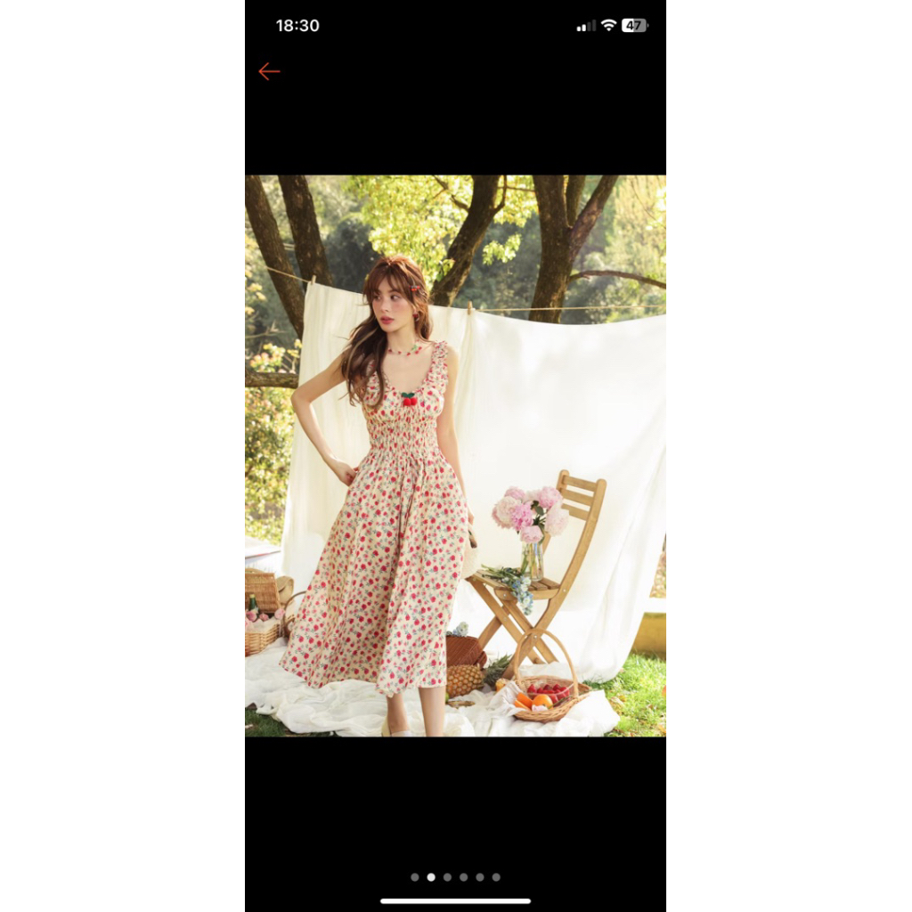 [ของใหม่]ส่งต่อ ป้ายห้อย เดรสลายดอก แบรนด์ Iris boutique ของใหม่ ไม่เคยใส่ สวยน่ารักมาก