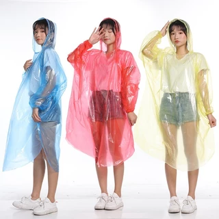 เสื้อกันฝนแบบใช้แล้วทิ้ง เสื้อกันฝนแบบพกพา เสื้อกันฝนผู้ใหญ่ การจัดส่งสีแบบสุ่ม