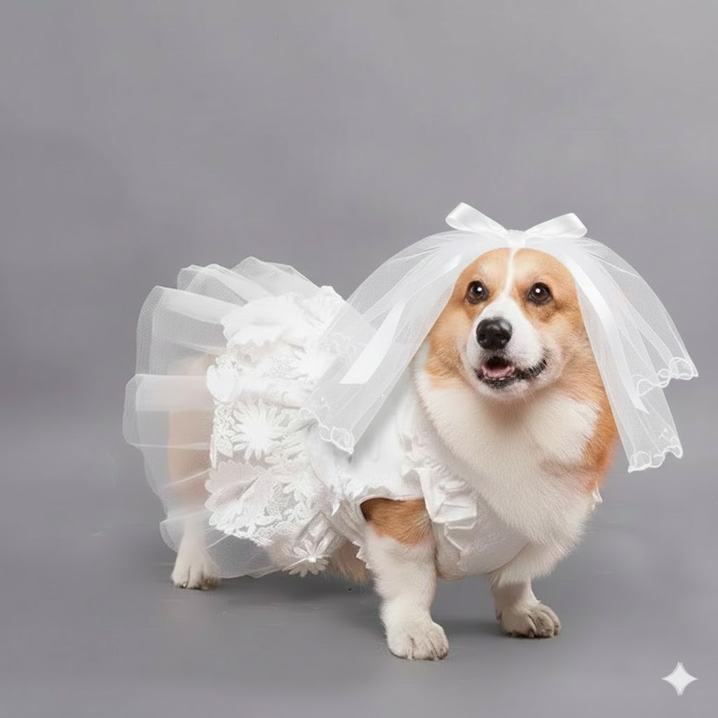 ชุดแต่งงานสุนัข/แมว ชุดราตรีเจ้าสาวหมาใหญ่ | ชุดสูททักซิโด้หมาใหญ่ ชุดเจ้าบ่าว พรีเวดดิ้ง วันเกิด - รูปที่ 2