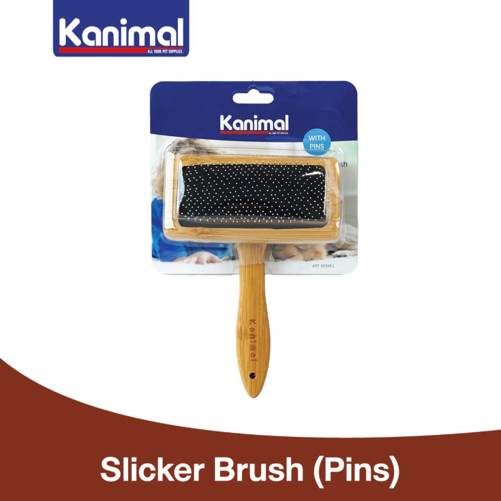 [00345L] Kanimal Slicker Brush แปรงสลิคเกอร์ หวีสางขน (มีหมุด) ลดการเกิดสังกะตัง สำหรับสุนัขและแมว Size L 11.5x18.5 ซม.