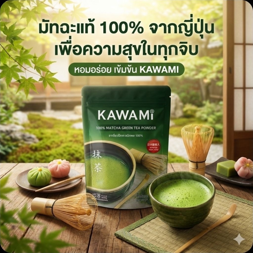 🍵KAWAMI ผงชาเขียวมัทฉะ 100% ตราคาวามิ ขนาด 100 กรัม.🍵