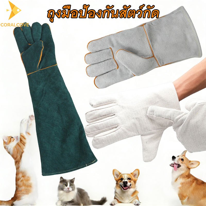 coralcoveshop ถุงมือกันกัดสัตว์เลี้ยง ถุงมือฝึกสุนัข จับแมว 21-60ซม. ป้องกันการโดนกัด ปลอดภัย