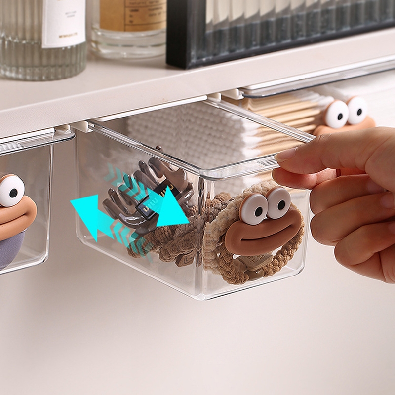 กล่องลิ้นชัก ใส ใต้โต๊ะ ติดผนัง ประหยัดพื้นที่ เปิดปิดลื่น มองเห็นของชัด - รูปที่ 6